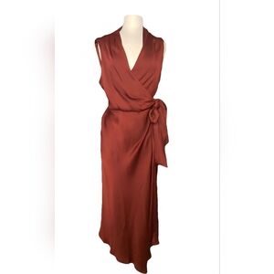 Veronica Beard Elegant High Low Dress in Deep Brown